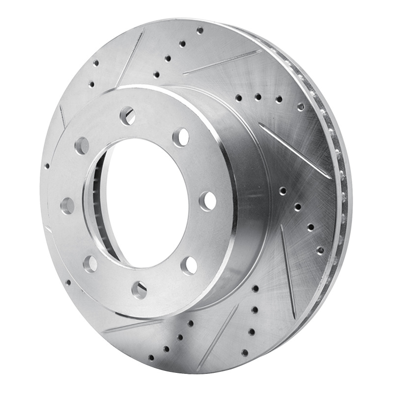 Dodge Ram 3500 Brake Rotor (1) - Front Left - R1 Concepts - Drilled & Slotted - Silver - `09-`25